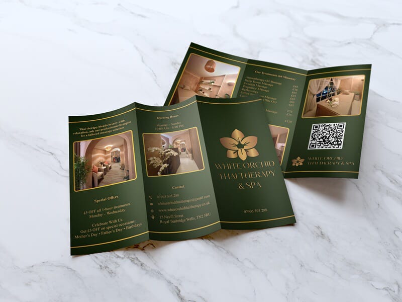 An image of the White Orchid flyers/pamphlets.